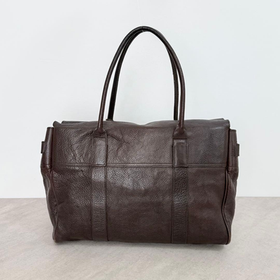 MULBERRY Bayswater Leather Tote Bag Dark Brown Turn Lock Handbag