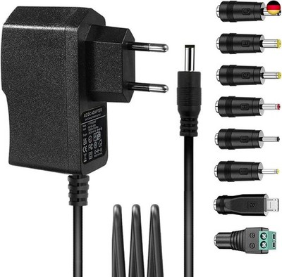 Netzteil 6V 2A Netzteil mit 8 DC Stecker Adapter AC230V 240V auf DC6V 500mA 1000