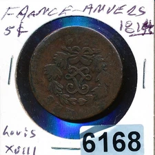 FRANCE - ANVERS 5 CENTS  - 1814 - RARE COIN - READ #6168