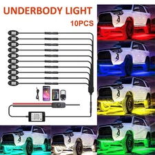 RGB LED Rock Light 10Pods Waterproof Multicolor Neon Underglow Light Kit for Car