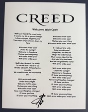 SCOTT STAPP SIGNED LYRIC SHEET CREED SINGER WITH ARMS WIDE OPEN AUTOGRAPH COA