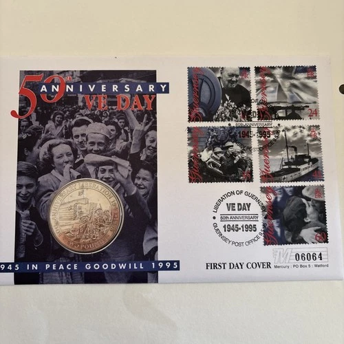50th Anniversary of VE Day 1995 Guernsey £2 PNC Coin Cover