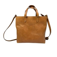 Madewell Crossbody Zip Top Transport Bag J1951 Tan Brown 100% Leather Satchel