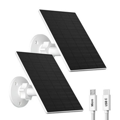 Zivif Solar Panel for Security Camera, 2 Pack 2W Charger with White 