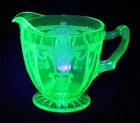 Uranium Glass Green Cameo Ballerina Low Footed Creamer UV GLOWY GLASS