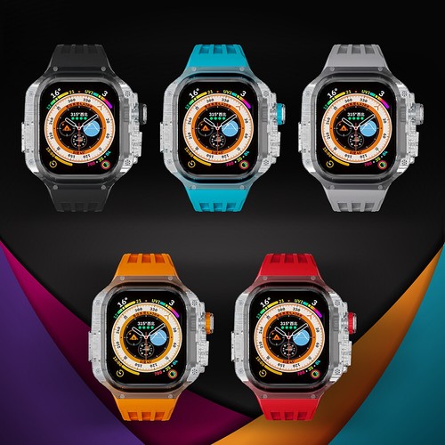 Do Apple Watch Ultra 49mm Przezroczysta obudowa Gumowa taśma Silikon Str - Zdjęcie 8 z 34