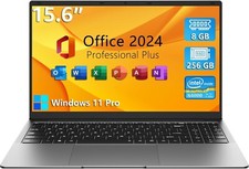 TPV 15.6" Silver / Intel N4000, Win 11 Pro Laptop, MS Office 2024, 8GB RAM 256GB