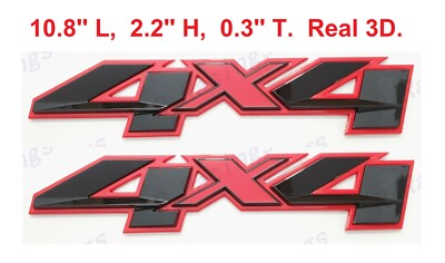 2PCS Gloss Red Black 3D 4x4 Bed Rear Emblem Badge Decal Fit Silverado GMC Sierra