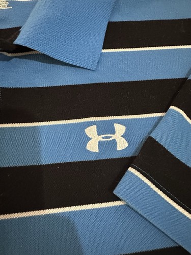 Camisa Polo Under Armour Para Hombre 3XL Golf Rayas Suelta Azul Manga Corta - Imagen 4 de 8