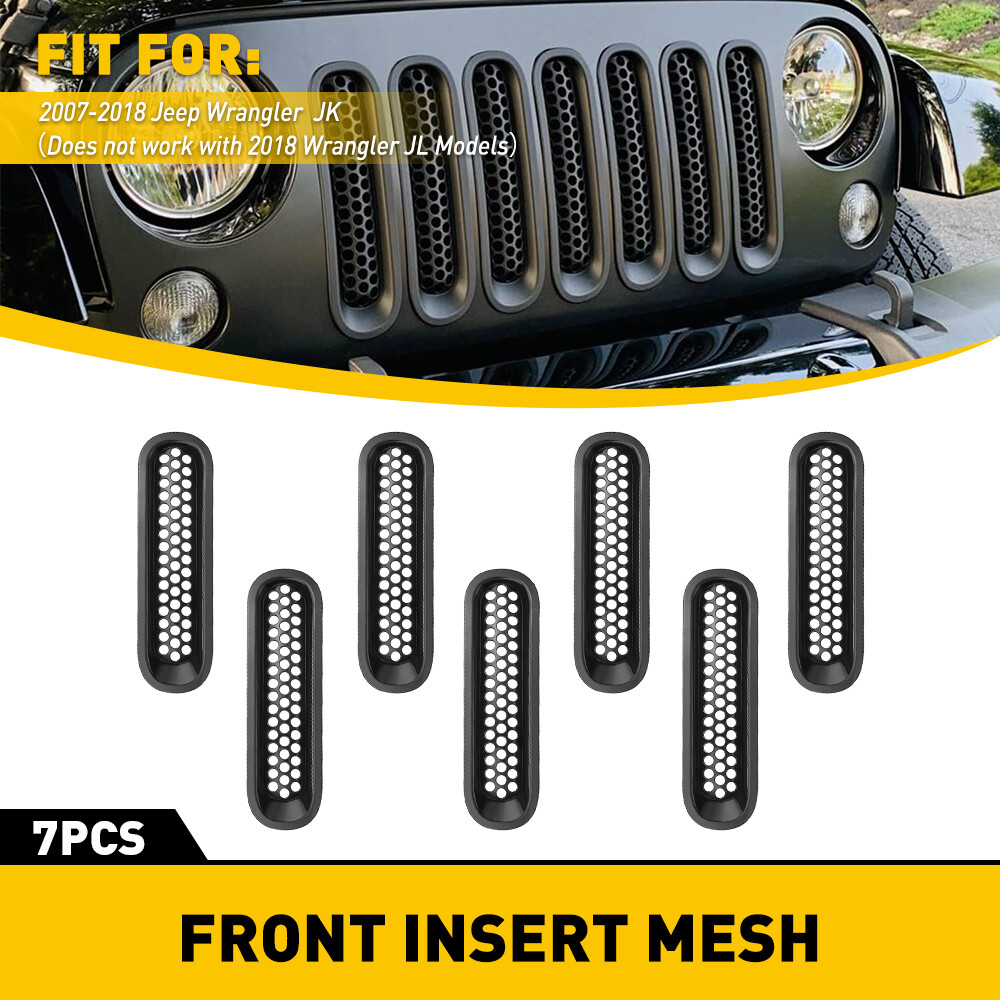 Front Mesh Headlight Grille Inserts Accessories & For Cover Jeep Wrangler JKU JK