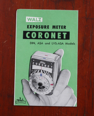 WALZ CORONET EXPOSURE METER INSTRUCTIONS/130739 | eBay