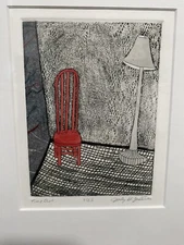 Judy H. Zeddies "Time Out" 5/25 Hand Colored Etching Signed Matted & Framed