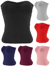 Strapless Tube Top with Ruched Front