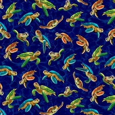Michael Miller - Sea World - Turtle Recall - Royal, Fabric BTY