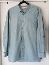 Ted Baker Button Shirt Roll Tab Flip Cuff Sleeve Pocket Cotton Green Size 6 2XL