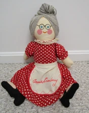Vintage ANNIE CRANBERRY Cloth Doll Grandma Red Polka Dot Dress 21"
