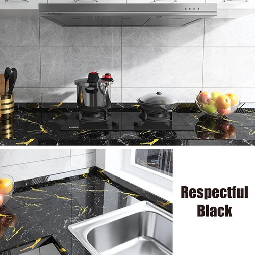 Marble Oil Proof Kitchen Wall Stickers Self-Adhesive Waterproof PET Wallpaper - Picture 4 of 18