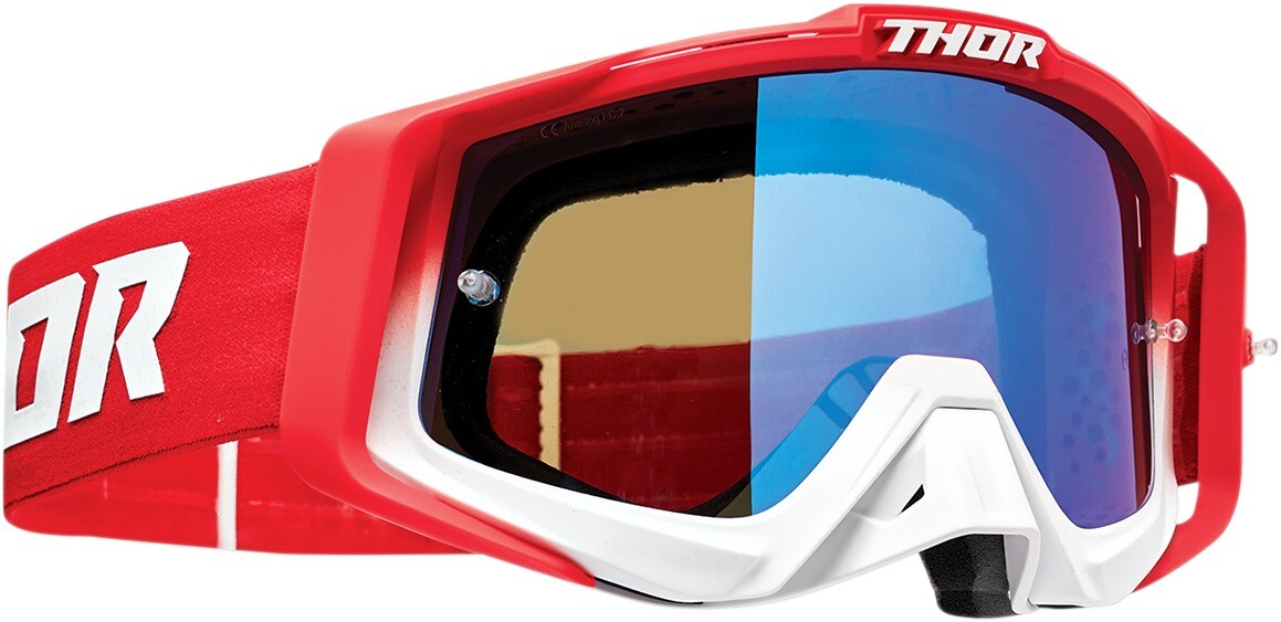 Sniper Pro White / Red Fader Goggles - Blue Dual Lens Thor 2601-2575