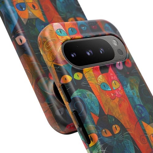 Phone-Ink Google Pixel Tough Cover Case - Abstract Cats Artistic Kitty - 第 9/55 張圖片