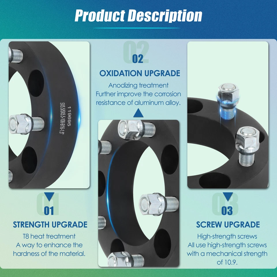 4 piezas espaciadores de rueda 1,5" 5x5,5 para Dodge Ram 1500 Dakota Durango Mitsubishi Raider Foto 3 de 4