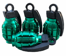 4x Grenade Wheel Tire Valve Cap Stem Cover For Bike Car Trucks Green