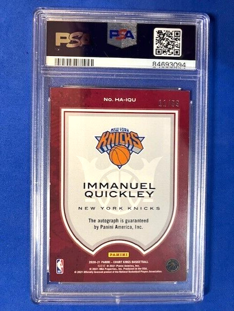 Immanuel Quickley 2020-21 Panini Court Kings Heir Apparent AUTO RC /99 PSA 8 view 2