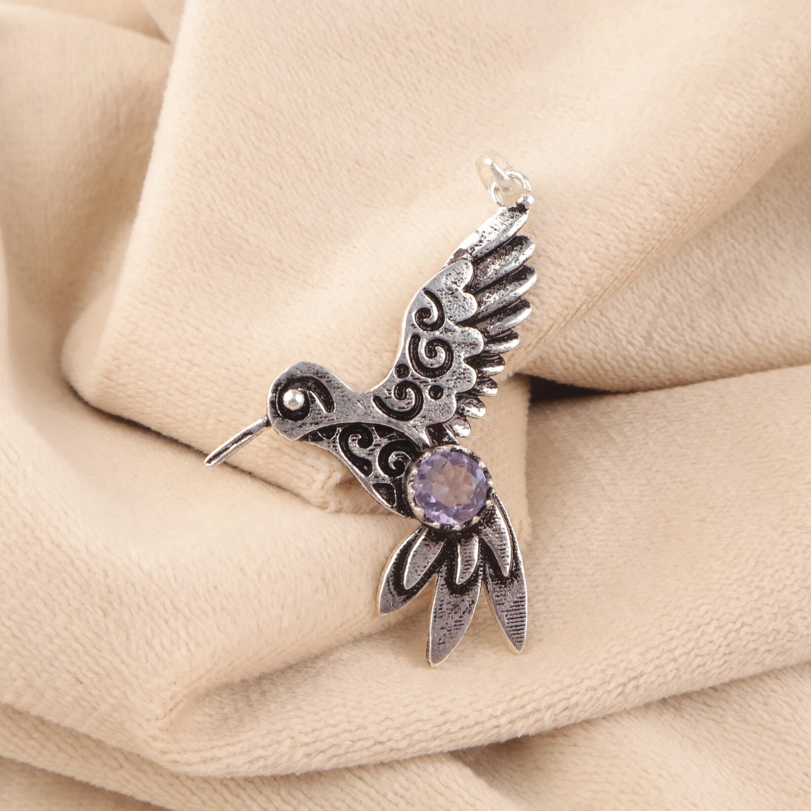 VETEMENTS Ciondolo gioiello tondo Iolite pietra preziosa argento sterling 925 1 8" per regalo compleanno