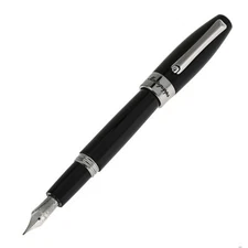 Montegrappa Fortuna Black with Silver Fountain Pen