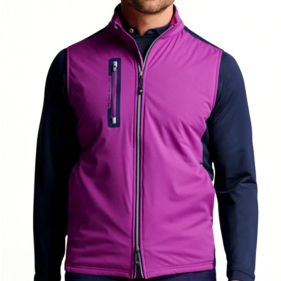 PETER MILLAR CROWN SPORT HYPERLIGHT FUSE HYBRID VEST, PURPLE/NAVY, NWT $178, L