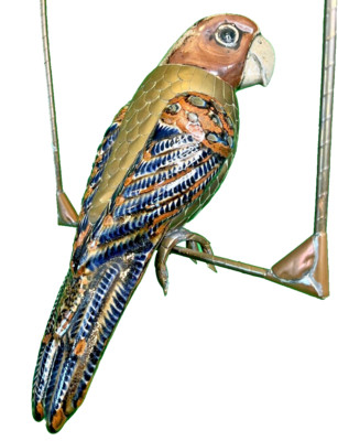 VTG Mixed Media Metal Ceramic Parrot 🦜 Perch Art Style of Sergio