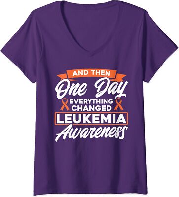 Everything Changed Leukemia Awareness Ladies' V-Neck Tshirt