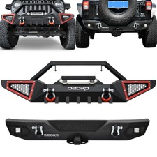 Front Rear Bumper For 2007-2018 Jeep Wrangler Jk Jku W Led Lights D-rings