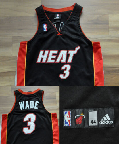 Dwyane Wade Miami Heat Adidas Jersey Black Sewn Men NBA 44 L *READ* - Picture 1 of 14