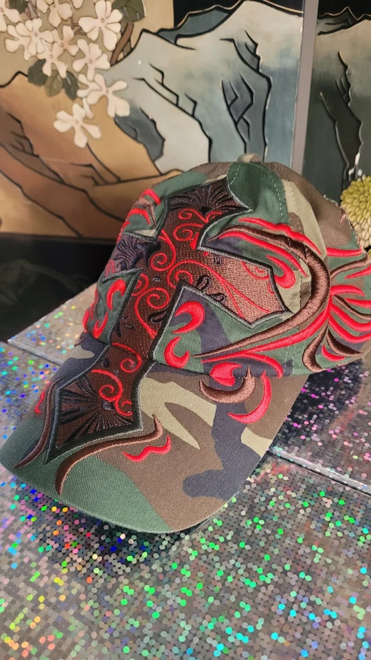 M&F Western Products Sulphur Springs TX Camo Red Cross Fitted Flex Cap Hat - Image 2 of 4