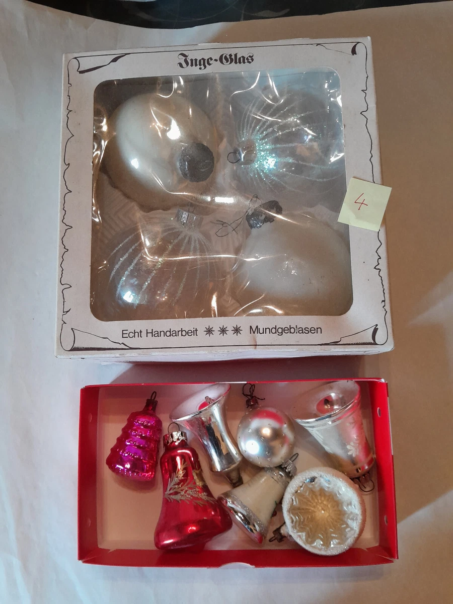 Lot De 18 Boules De Noël Anciennes – Rouge Et Doré – Verre – En Boîte