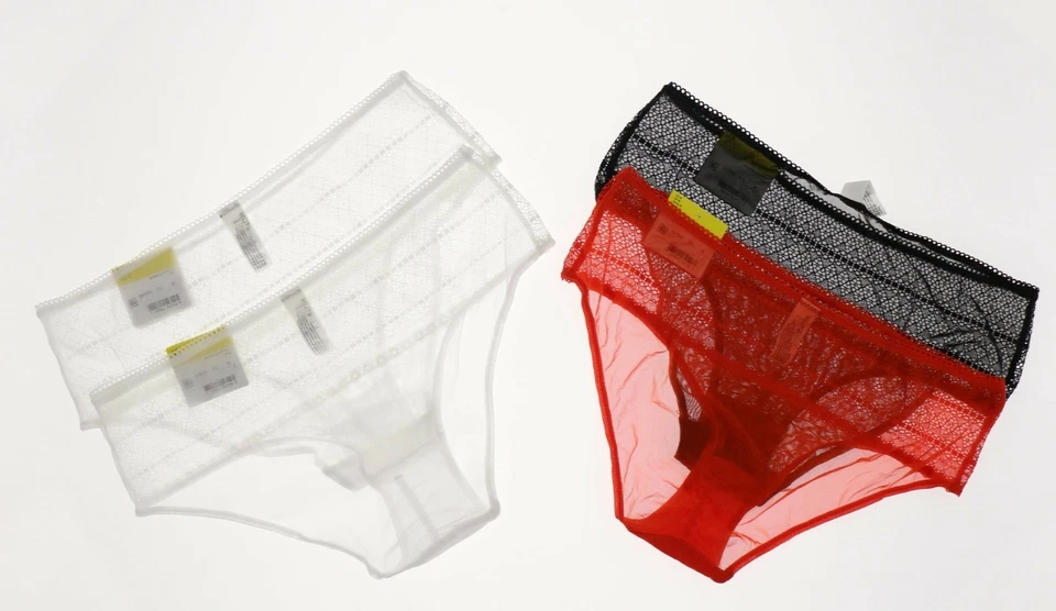 Paquete de 3 ropa interior de bikini DKNY 268209 para mujer negro rojo blanco talla M Foto 3 de 4