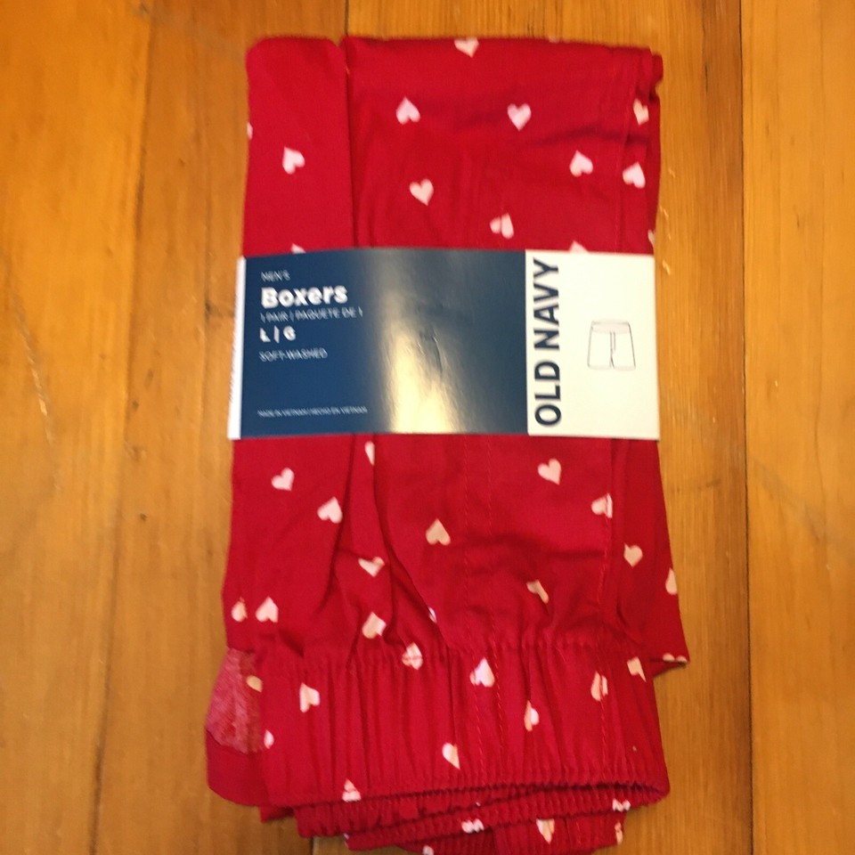 Old Navy Underwear Men's Boxer Shorts RED White Hearts LARGE 36/38 NEW ️ eBay