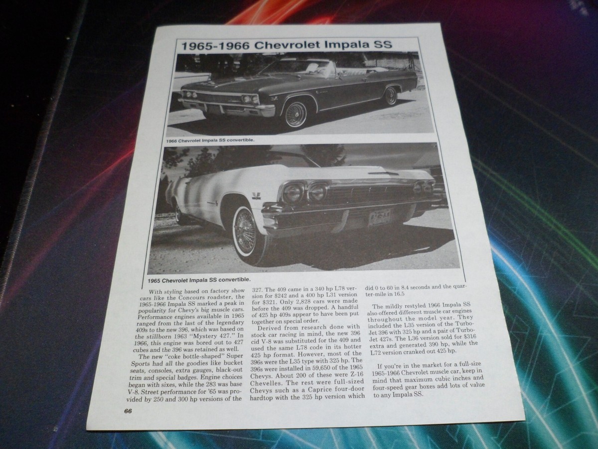 ORIGINAL 1965 Chevrolet Z16 & 1965-1966 Impala SS WRITE-UP page 65