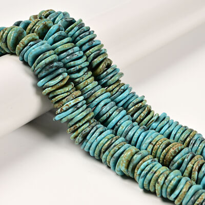 #ad Blue Magnesite Turquoise Graduated Slice Discs Beads Size 10 17mm 15.5#x27;#x27; Strand $16.99