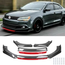 For VW Jetta MK6 MK7 Front Bumper Lip Splitter Chin Spoiler Carbon Fiber & Red