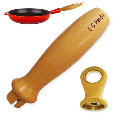 Le Creuset Ersatz Holzgriff für Bratpfanne + Messingaufhänger Wahl Neu