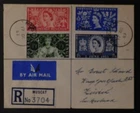 1953 Muscat Oman Queen Elizabeth II Coronation cover FDC QE2 Switzerland
