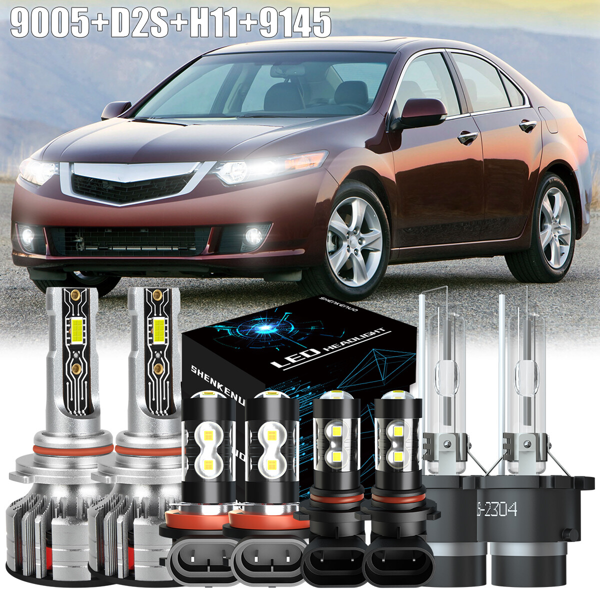 FOR Acura TSX 2009-2014 Combo HID/LED Headlight Hi / Lo Beam&Fog Light Bulb KIT - Foto 7