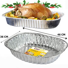 Large  Foil Tray Oval Disposable Aluminium Foil Trays 46 x 36 x 8cm Approx.