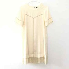 Zara Womens Basic Shift Dress Ivory Eyelet Pullover Fringe Hem Boho XS