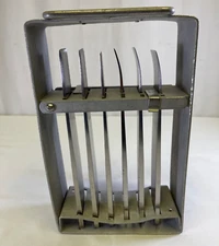 Set of 6 Zimmer Lambotte Osteotomes w/ Rack Straight & Curved 9" x 1.5" 1.25" 1"