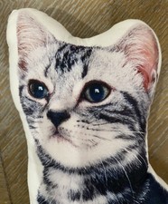 Gray Cat Pillow Cat Shaped Cute Realistic 13 Inches