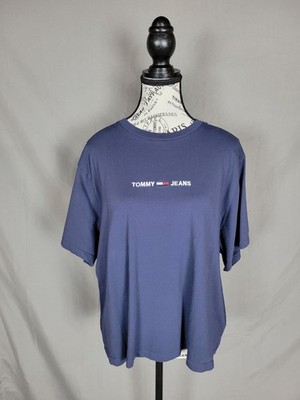 Tommy Jeans Womens Short Sleeve Crew Neck  Logo T-shirt XXL Navy Blue Cropped 