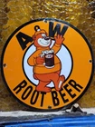 VINTAGE AW ROOTBEER PORCELAIN SIGN OLD SODA BEVERAGE COLA DRINK ADVERTISING BEAR