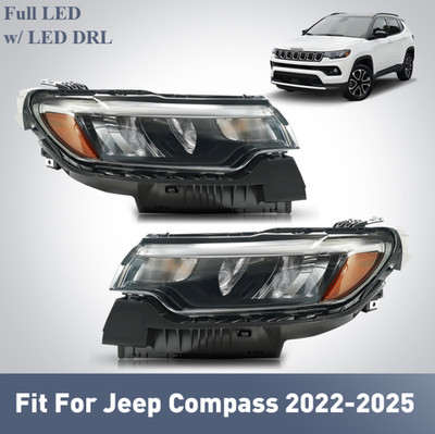 Upgrade to w/LED DRL LED Reflector For 2022-2025 Jeep Compass Headlights Pair